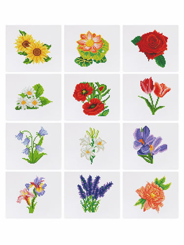 12 Mini Diamond Paintings | Blumen-Set