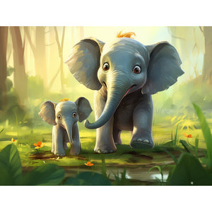 Mutter und Babyelefant