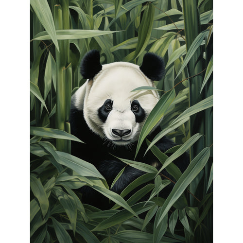 Panda versteckt hinter Bambus