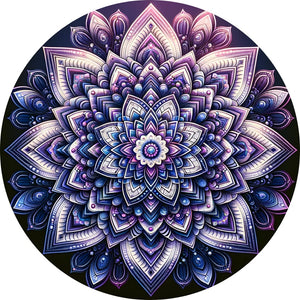 Runde Leinwand - Mandala lila blau
