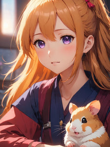 Anime-Mädchen mit Hamster
