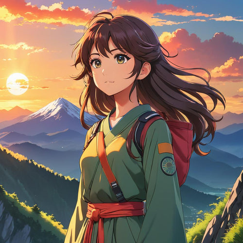 Anime-Mädchen mit Landschaft