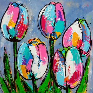 Fröhliche Malerei - Tulpen Blau