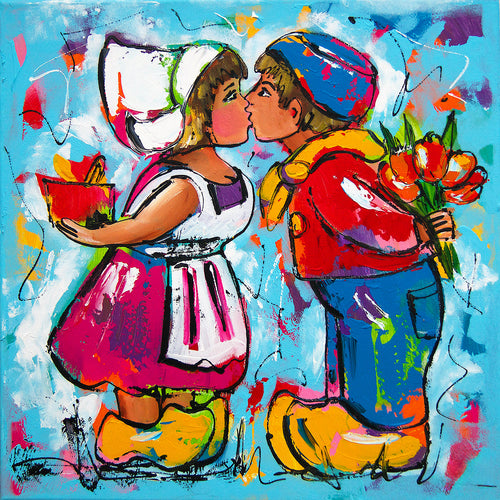 Fröhliche Malerei - Küssendes Paar