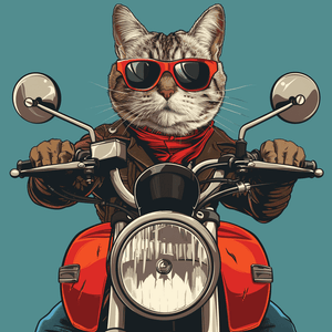 Coole Katze auf dem Motorrad