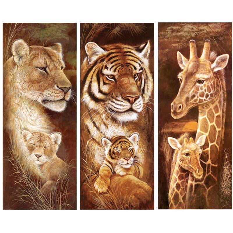 Löwe - Tiger - Giraffe | 3 Panels - Myth Of Asia 
