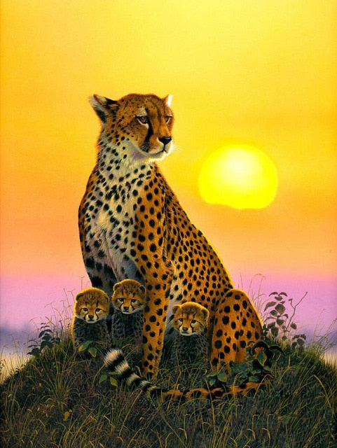 Leopard Mit Jungtieren | Diamond Painting - Myth Of Asia Deutschland
